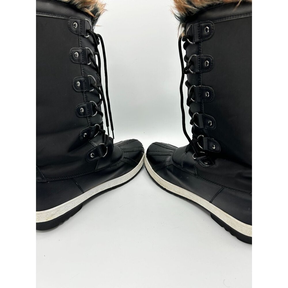 Shoe Dazzle Womens Black Fur Topped Lace Up Winter Boots Solene Size 8 - Picture 9 of 11